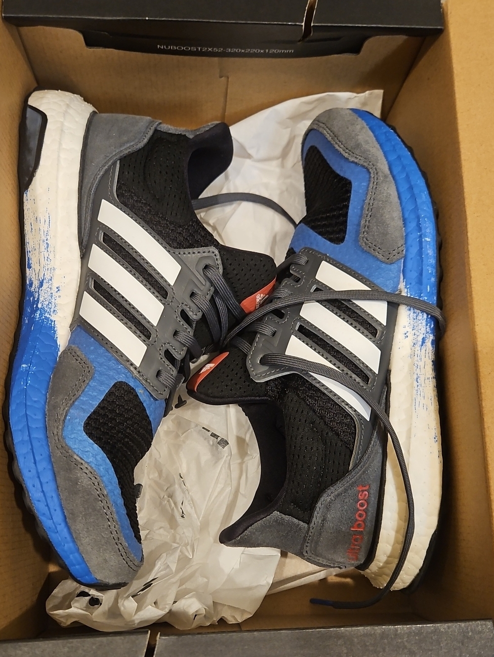 adidas Men's Black, Blue & Gray Ultraboost Low-Top Running Shoes